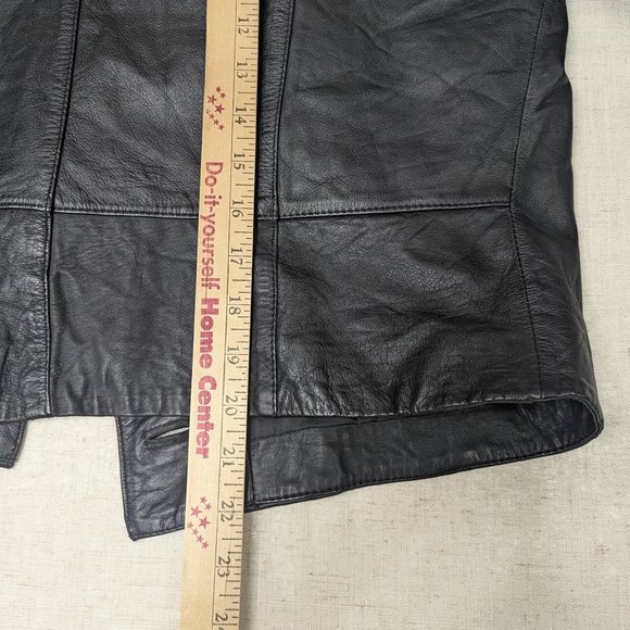 Vintage 80s Avon Fashions Black Leather Cropped Jacket - Mob Wife Blazer SZ M - Picture 12 of 13